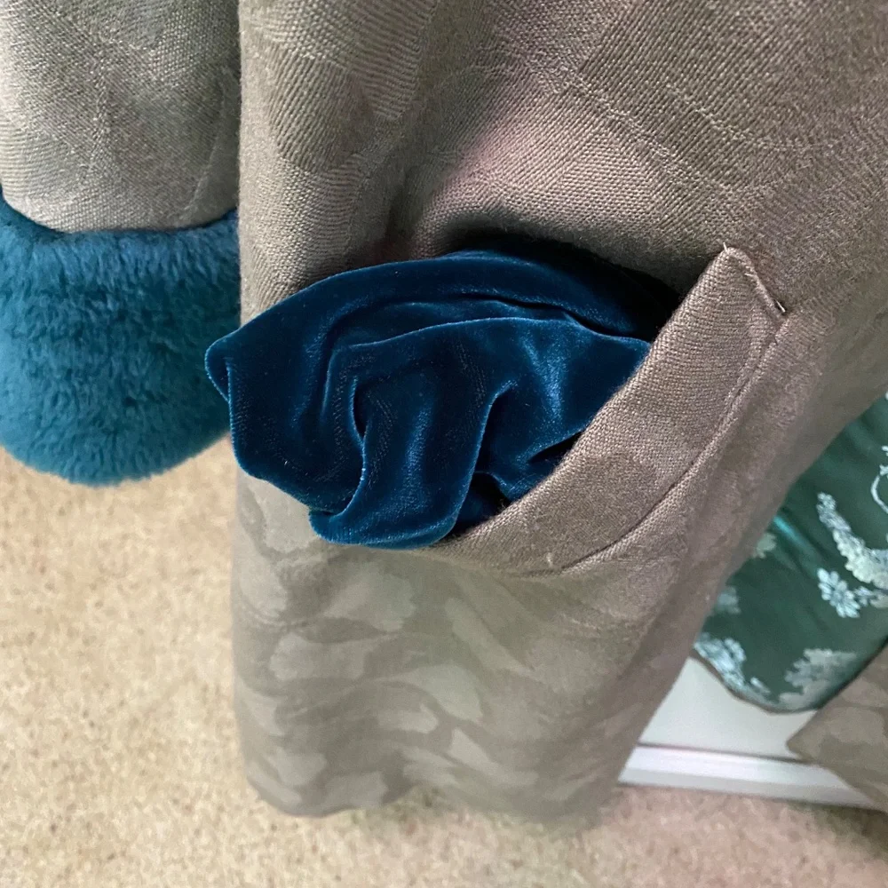 OOAK Handmade Wool, Faux Sherpa, Satin Lined Coat Ginkgo Leaf Patttern Medium - Picture 6 of 9